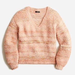 NWT J. Crew Puff-sleeve V-neck sweater in space dye